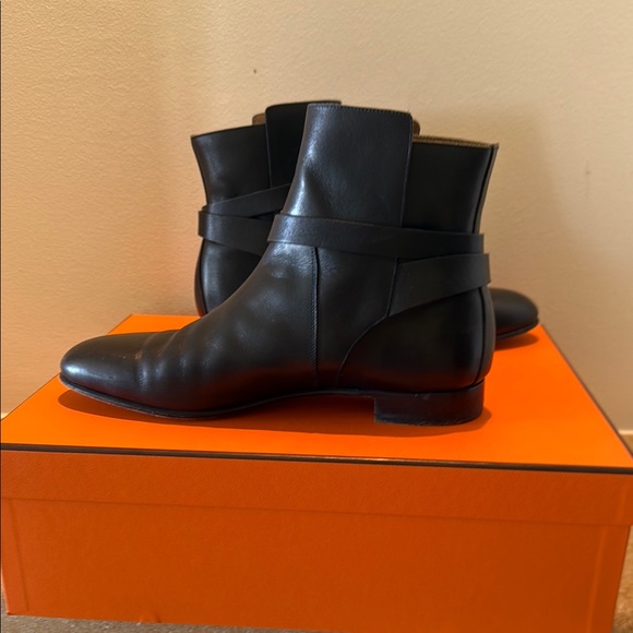 Hermes Black Ankle Boots with Strap Detail - Picture 9 of 17